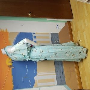 Calvin Klein Floral Cold Shoulder Belted Chiffon Maxi dress